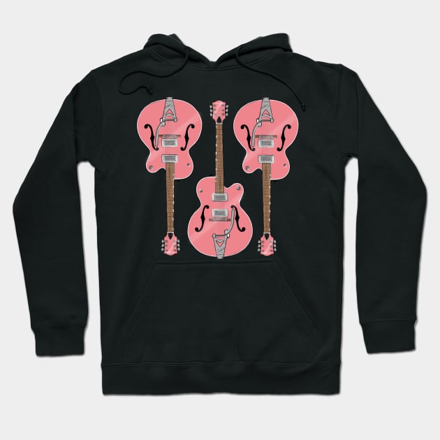 Triple Pink Guitar Hoodie by saintchristopher